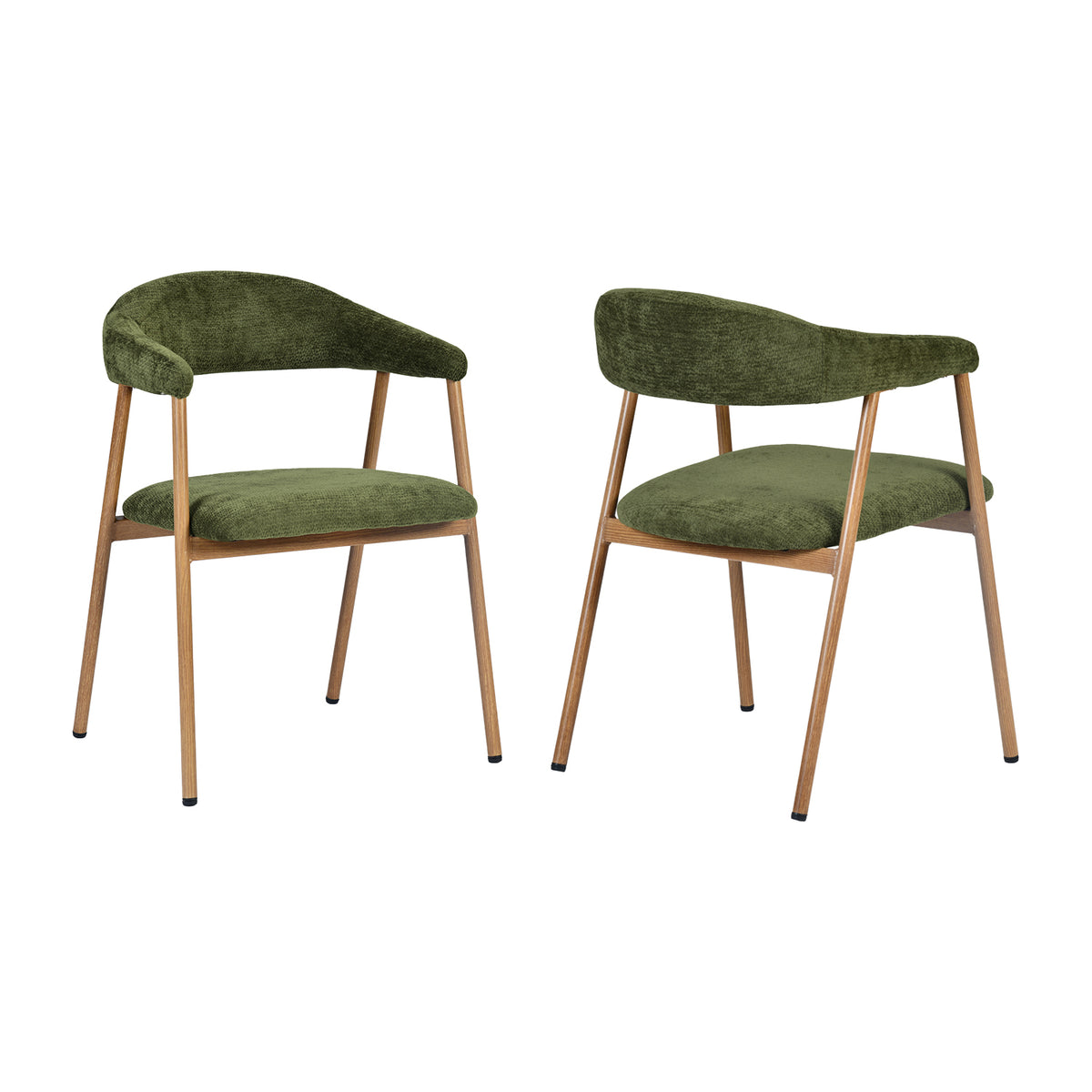 Set of 2 Scandinavian dining room armchairs with beige fabric armrests - Cromwell