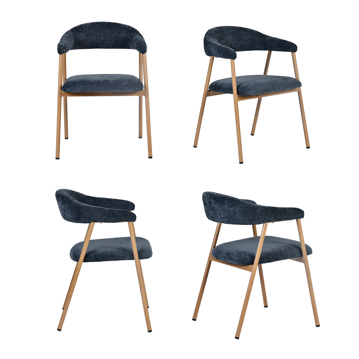 Set of 2 Scandinavian dining room armchairs with beige fabric armrests - Cromwell
