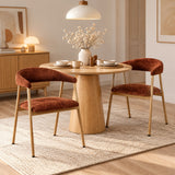 Set of 2 Scandinavian dining room armchairs with beige fabric armrests - Cromwell