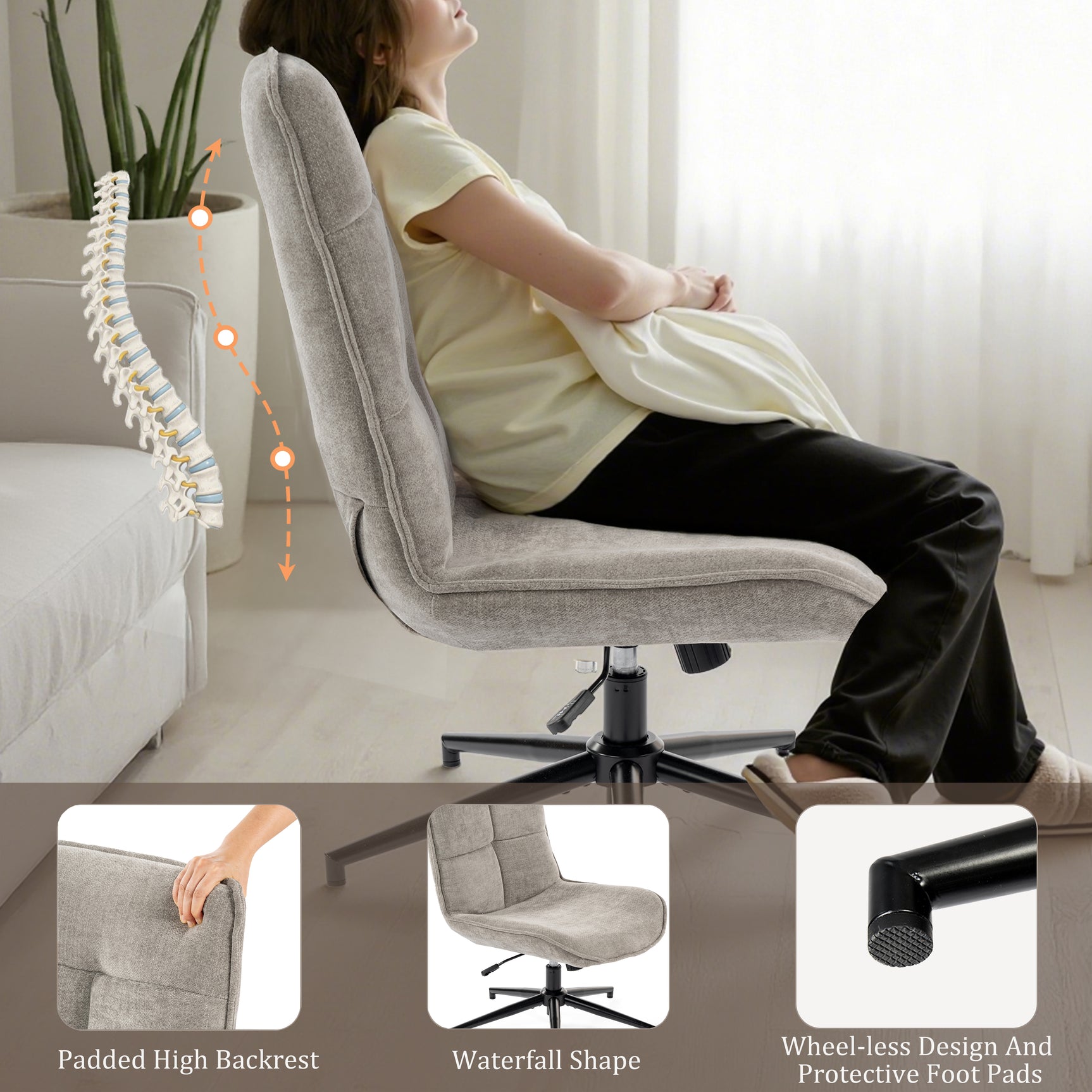 Adjustable leisure armchair in 360 ° swivel crushed caterpillar - Charlotte