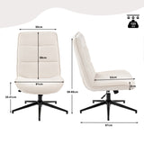 Adjustable leisure armchair in beige chenille fabric, 360° swivel - CHARLOTTE