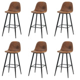 Lot de 6 tabourets de bar industriels avec dossier en suédine - CHARLTON BAR