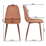 Lot de 4 chaises de salle à manger en tissu rouge doux, chaises de détente avec dossier et pieds métalliques assortis scandinave - CHARLTON