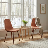 Lot de 4 chaises de salle à manger en tissu rouge doux, chaises de détente avec dossier et pieds métalliques assortis scandinave - CHARLTON