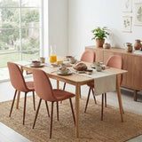 Lot de 4 chaises de salle à manger en tissu rouge doux, chaises de détente avec dossier et pieds métalliques assortis scandinave - CHARLTON