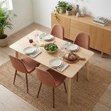 Lot de 4 chaises de salle à manger en tissu rouge doux, chaises de détente avec dossier et pieds métalliques assortis scandinave - CHARLTON