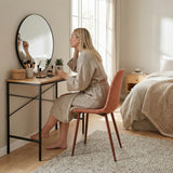 Lot de 4 chaises de salle à manger en tissu rouge doux, chaises de détente avec dossier et pieds métalliques assortis scandinave - CHARLTON