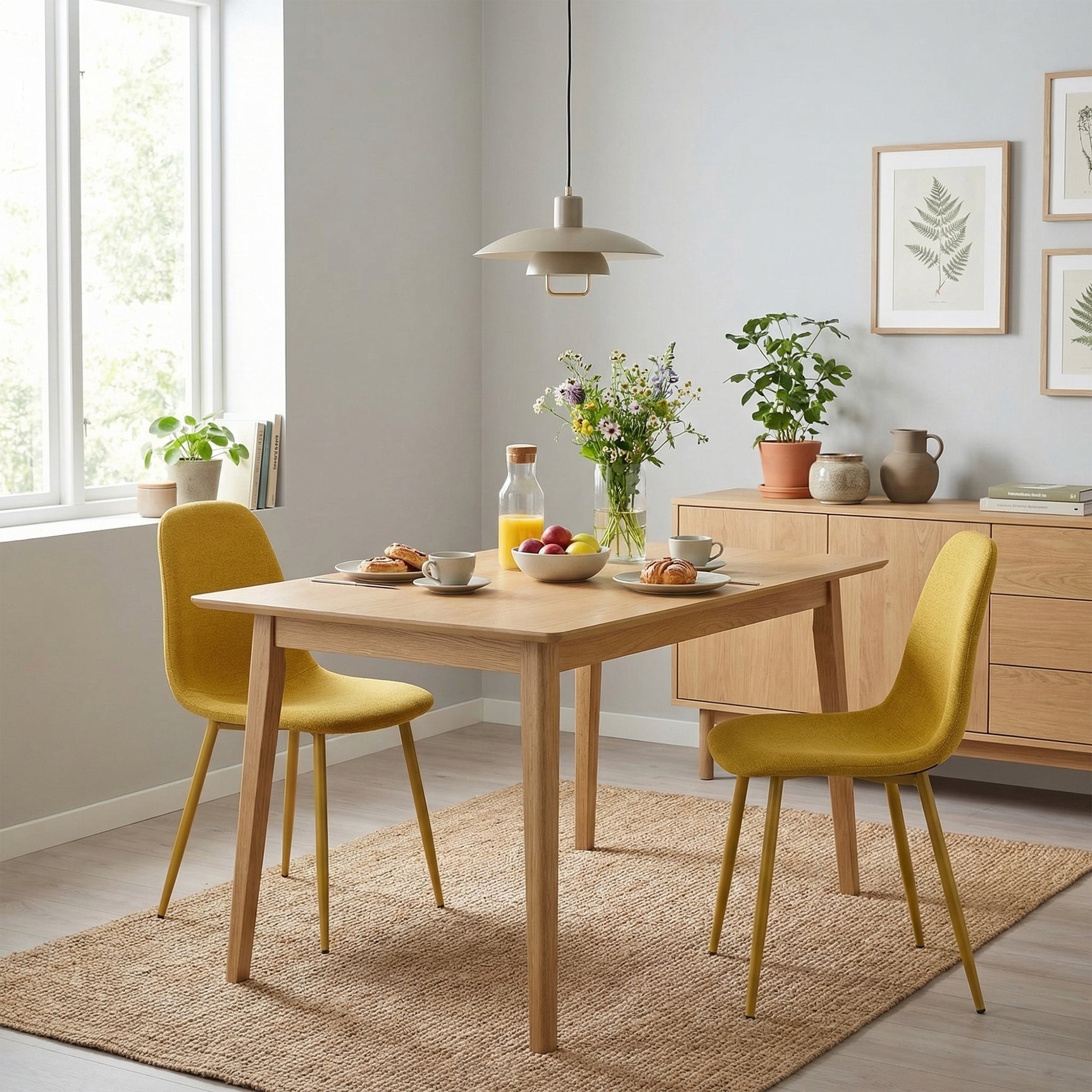 Set of 4 industrial dining chairs in suede - Charlton