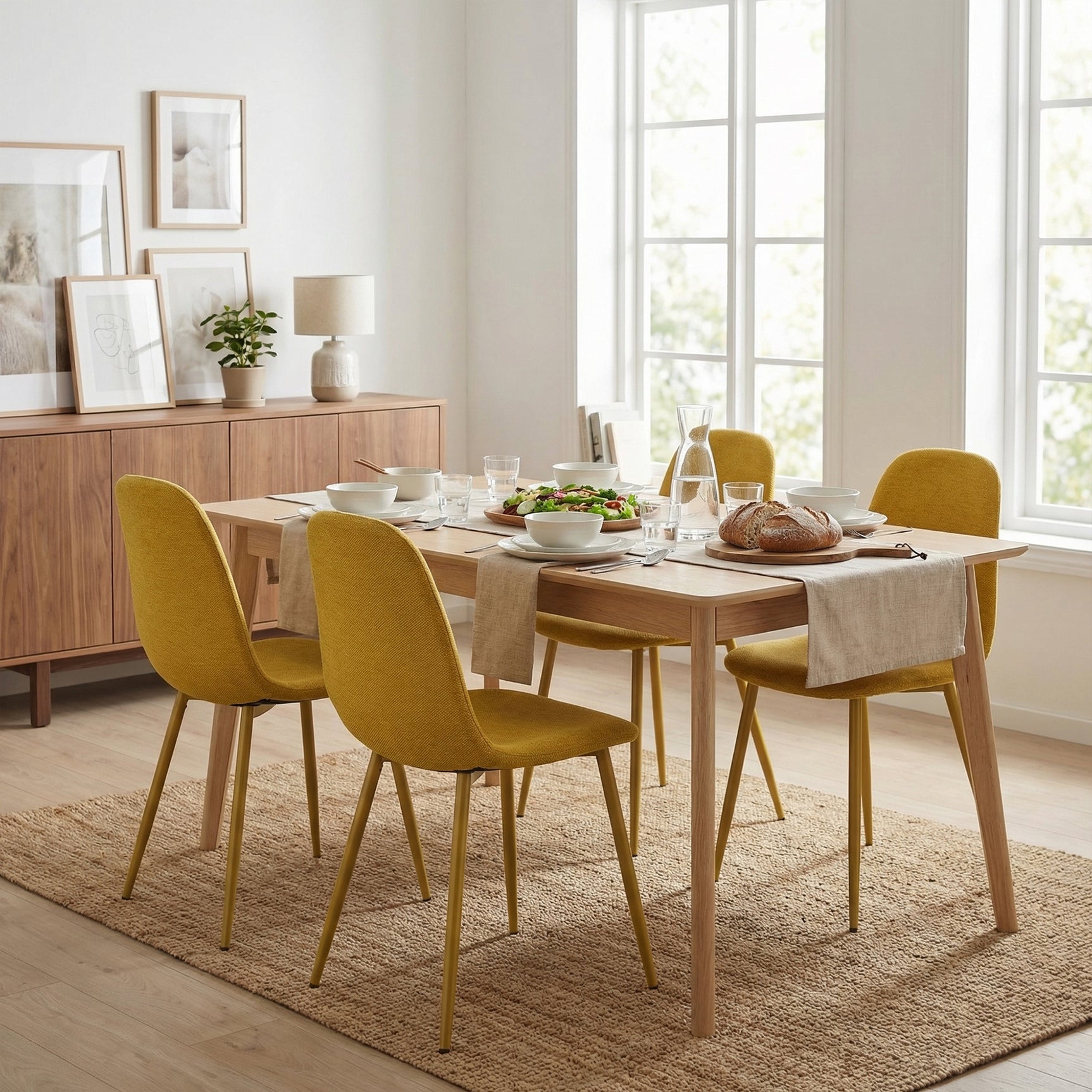 Set of 4 industrial dining chairs in suede - Charlton