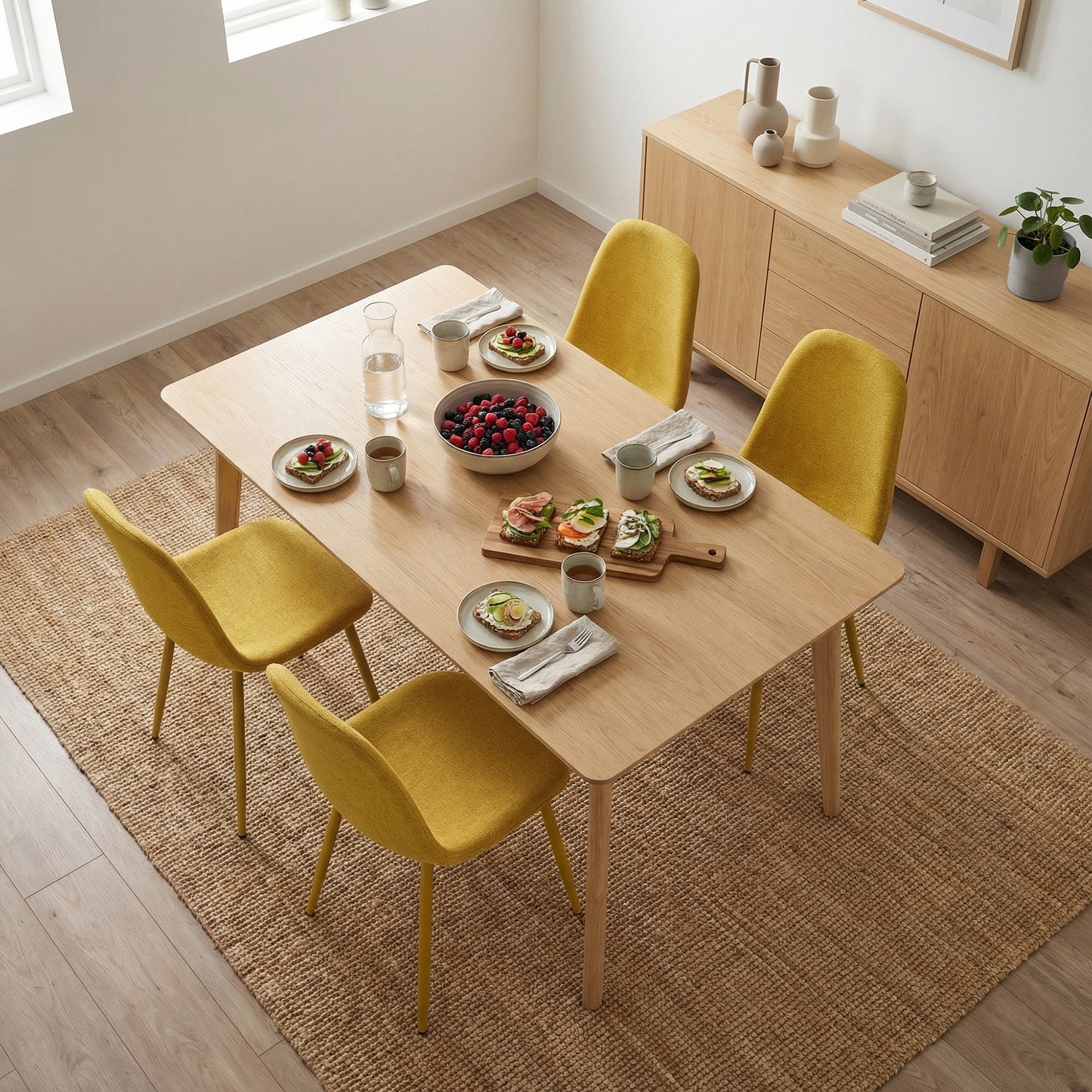 Set of 4 industrial dining chairs in suede - Charlton