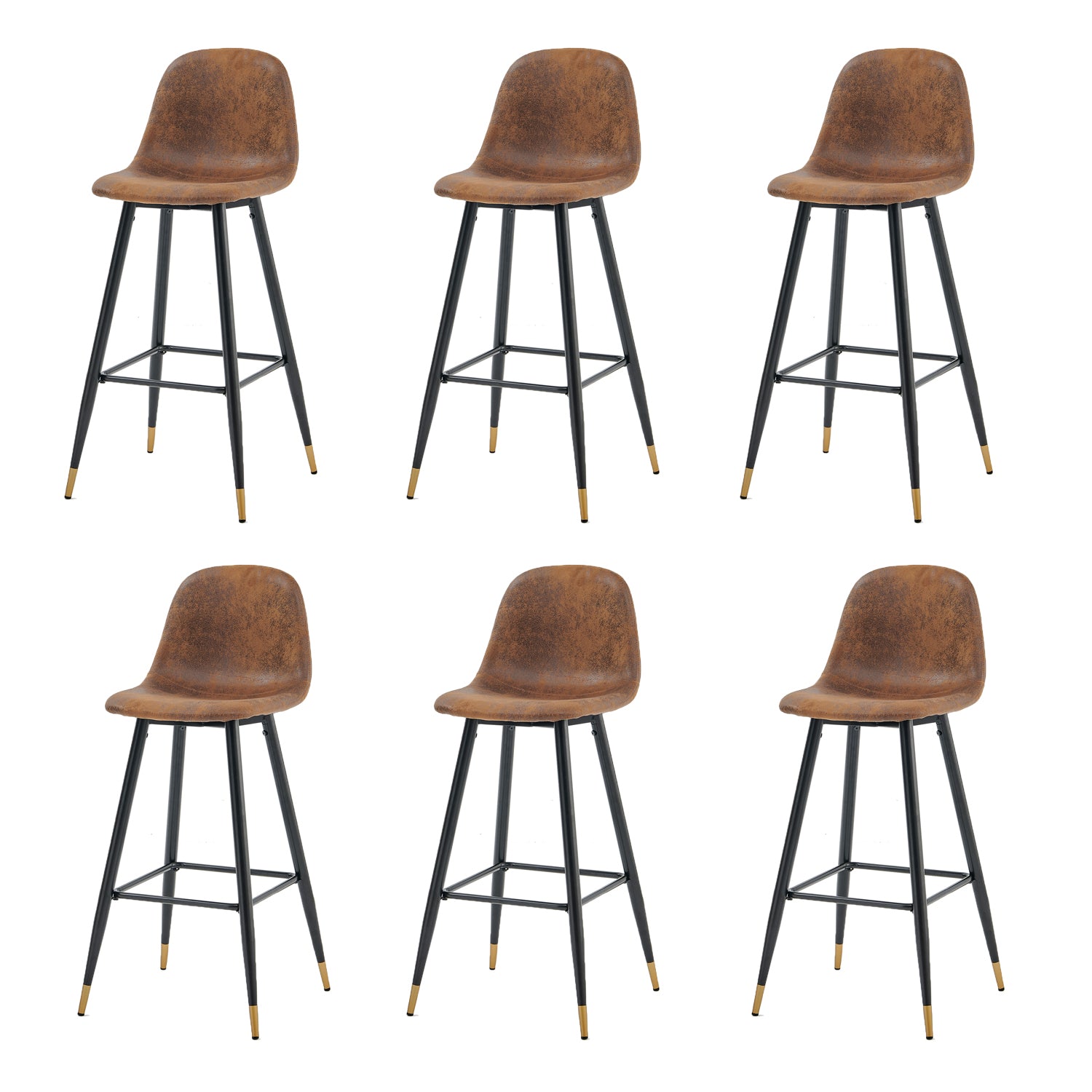 Set von 6 Industrial Bar Stools mit Wildlederdatei - Charlton Bar