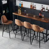 Lot de 6 tabourets de bar industriels avec dossier en suédine - CHARLTON BAR