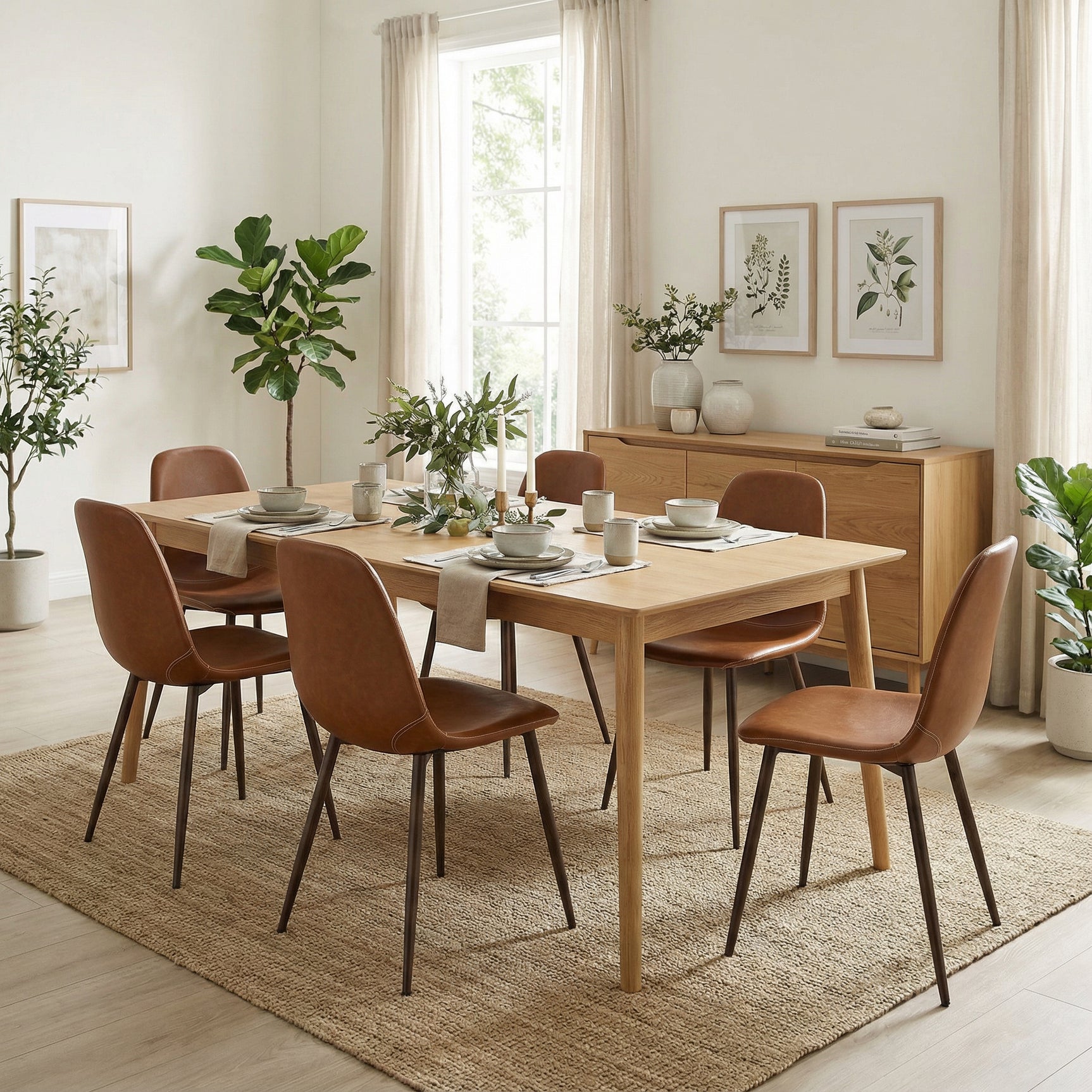 Set of 4 industrial dining chairs in suede - Charlton