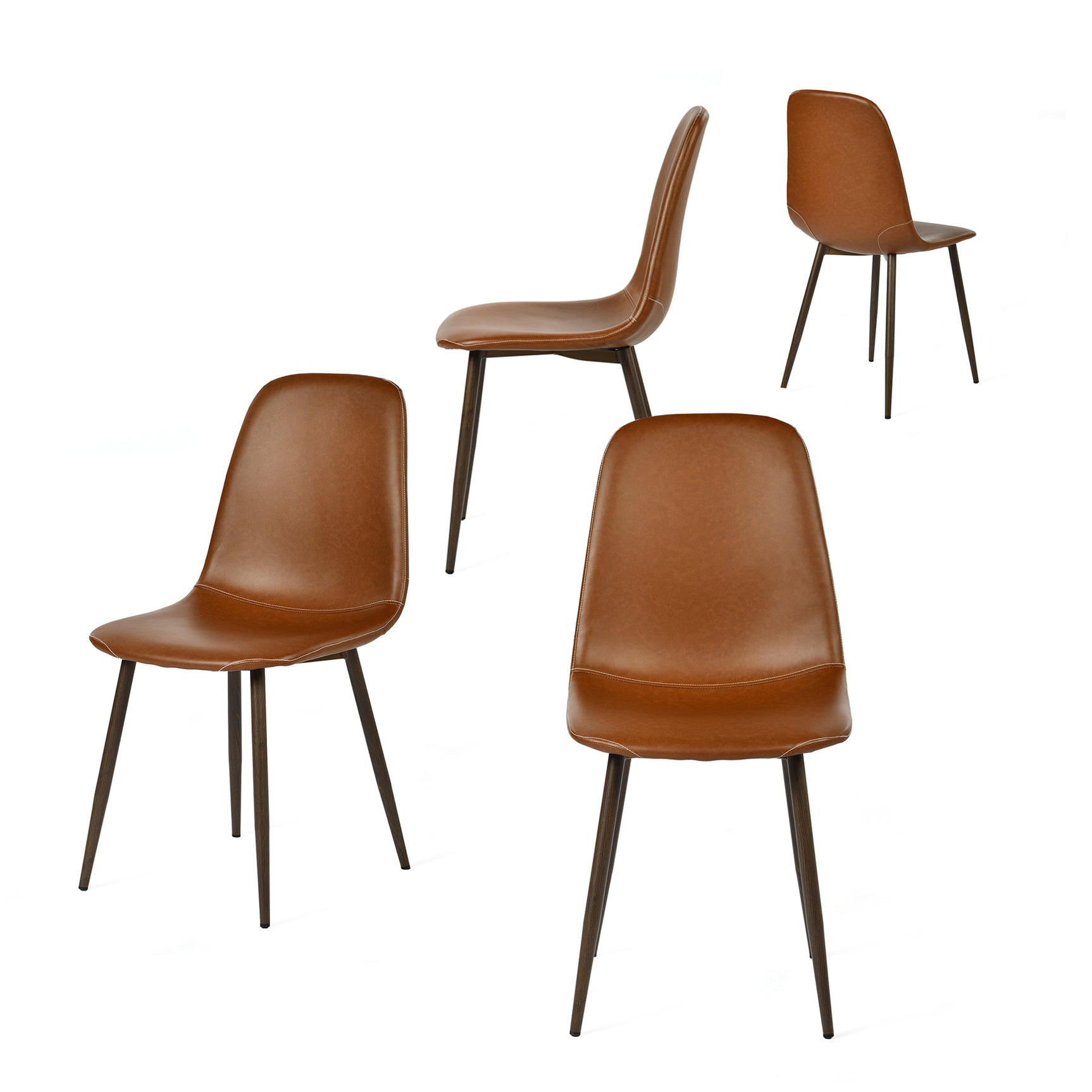 Set of 4 industrial dining chairs in suede - Charlton
