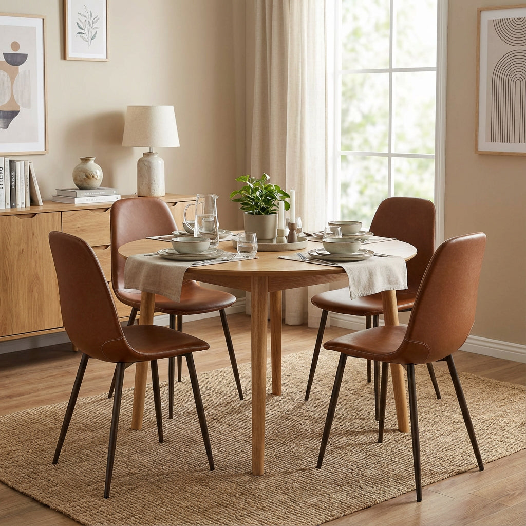 Set of 4 industrial dining chairs in suede - Charlton