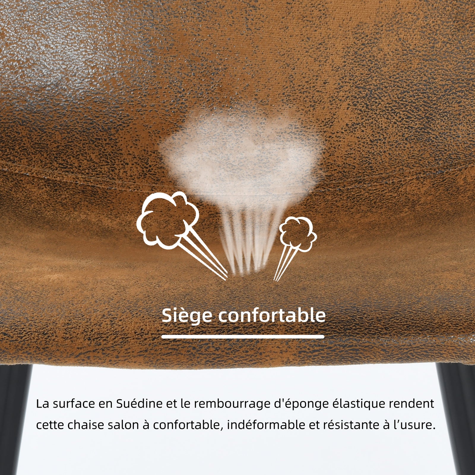 Lot de 4 chaises de salle à manger industrielles en suédine - CHARLTON