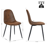 Ensemble de salle à manger de style scandinave composé d'une table ronde en chêne et de 4 chaises en suédine marron