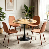Round Table Table Table Table Timber Ø80 cm with 4 black velvet chairs, modern and comfortable style