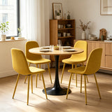 Round Table Table Table Table Timber Ø80 cm with 4 black velvet chairs, modern and comfortable style