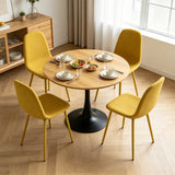 Round Table Table Table Table Timber Ø80 cm with 4 black velvet chairs, modern and comfortable style