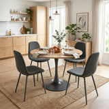 Round Table Table Table Table Timber Ø80 cm with 4 black velvet chairs, modern and comfortable style