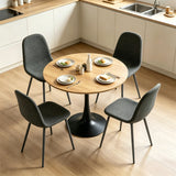 Round Table Table Table Table Timber Ø80 cm with 4 black velvet chairs, modern and comfortable style