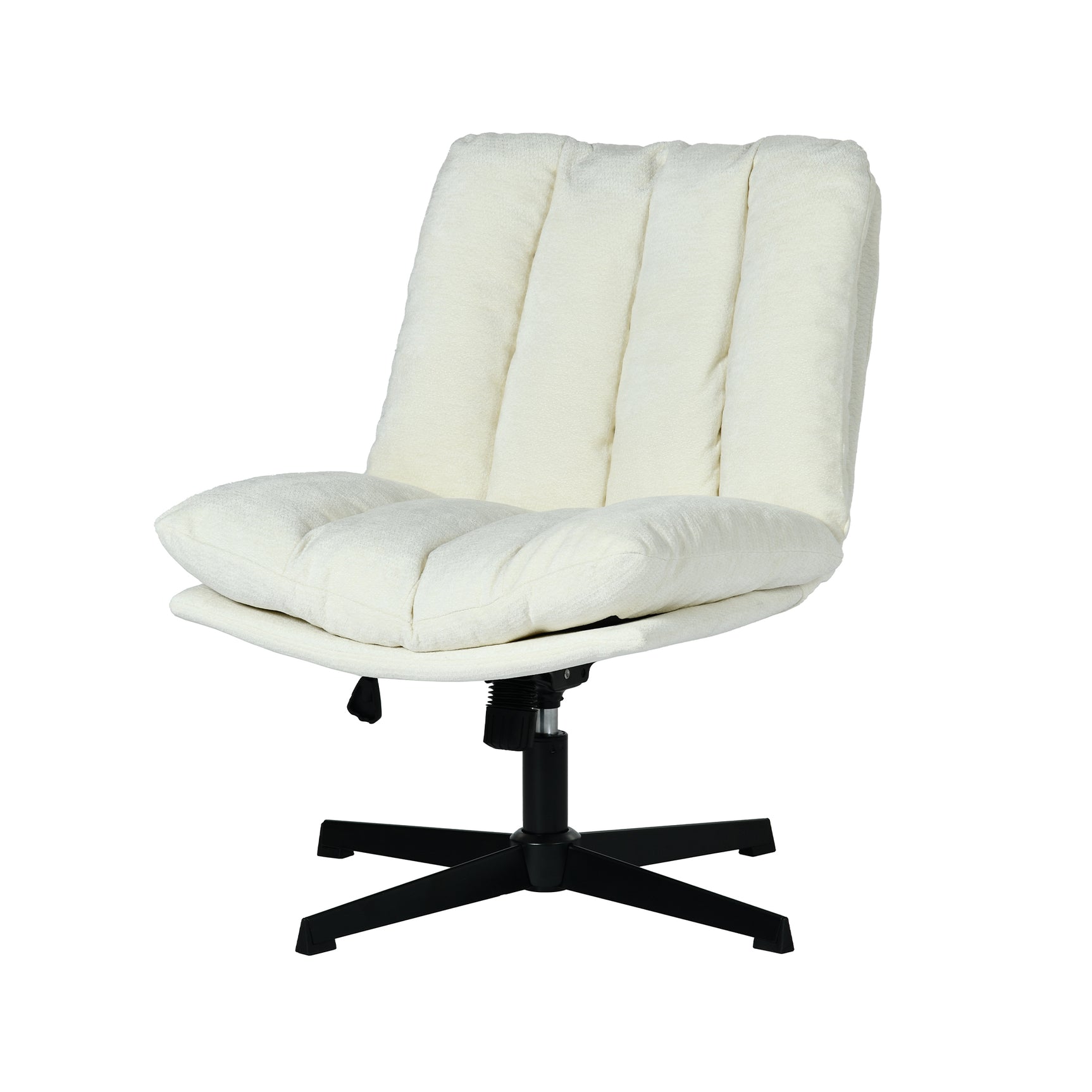 Fauteuil de relaxation réglable et pivotant avec accoudoirs et assise épaisse en chenille beige - CONFOD