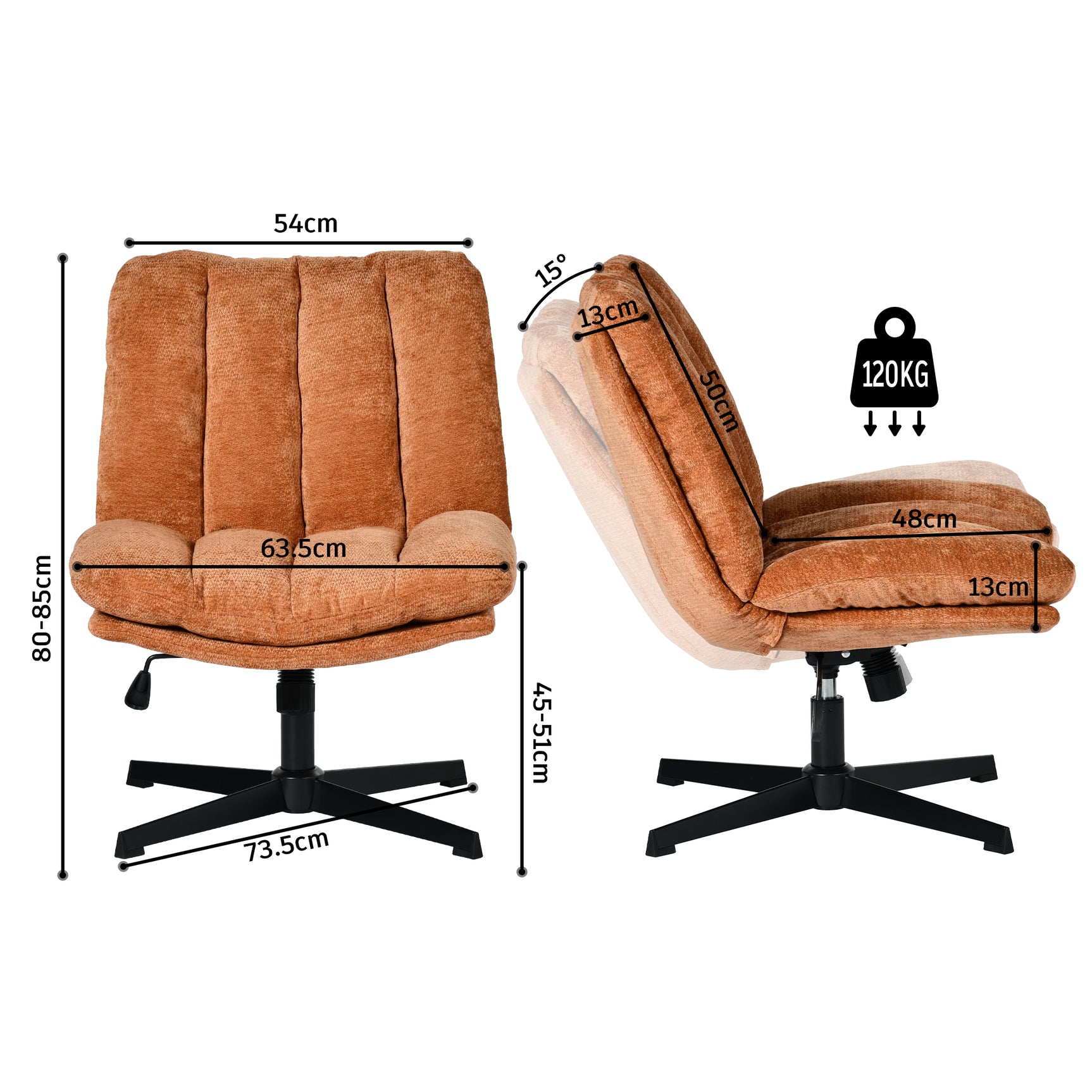 Fauteuil de relaxation réglable et pivotant avec accoudoirs et assise épaisse en chenille rouge - CONFOD