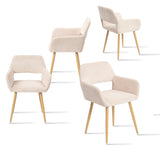 Set von 4 skandinavischen Esszimmer Sesseln mit beige Samtarmlehnen - Cromwell Cord