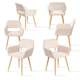 Set of 6 Scandinavian dining chairs with beige velvet armrests - Cromwell Corduroy