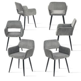 Set 6 skandinavischer Esszimmer Sessel mit grauen Samtarmlehnen - Cromwell Cord