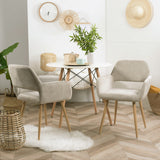 Lot de 4 fauteuils de salle à manger scandinaves avec accoudoirs en tissu beige - CROMWELL