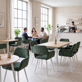 Lot de 6 fauteuils de salle à manger scandinaves avec accoudoirs en chenille vert- CROMWELL