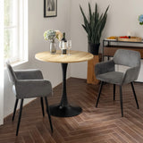 Round Table Table Table Table Timber Ø80 cm with 4 black velvet chairs, modern and comfortable style