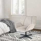 Swivel adjustable leisure chair with gray velvet armrests - Durothil
