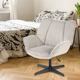 Swivel adjustable leisure chair with gray velvet armrests - Durothil