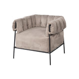 Lounge armchair with armrests in light taupe corduroy - DOMCO