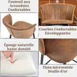 Lot de 2 tabourets de bar industriels avec accoudoirs et dossier en suédine - DONCIC BAR