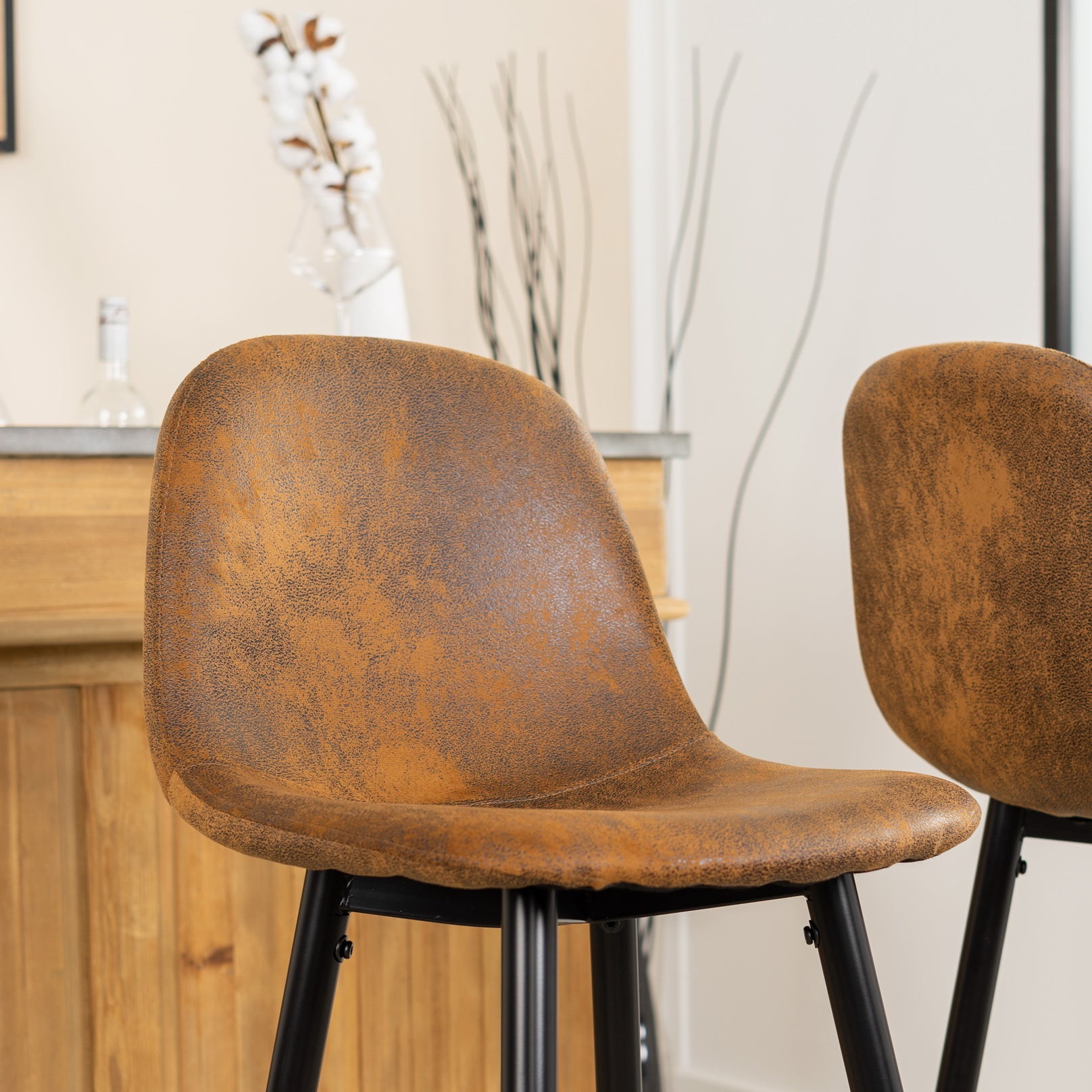 Set von 6 Industrial Bar Stools mit Wildlederdatei - Charlton Bar