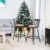 Lot de 2 tabourets de bar industriels pivotants avec dossier en tissu marron - HAILEY 24