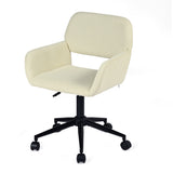 Fauteuil de bureau en velours côtelé beige, réglable en hauteur, rotation à 360° - ROSS