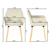 Lot de 2 chaises de salle à manger de style scandinave avec pieds en bois et accoudoirs en velours côtelé beige - ELIA