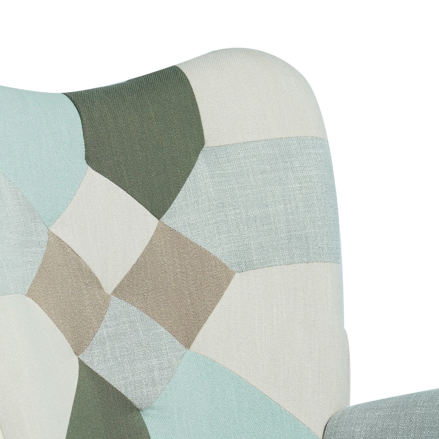 Scandinavian breastfeeding armchair with armrests in Aqua padded patchwork fabric - Epping