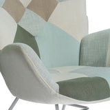 Scandinavian breastfeeding armchair with armrests in Aqua padded patchwork fabric - Epping