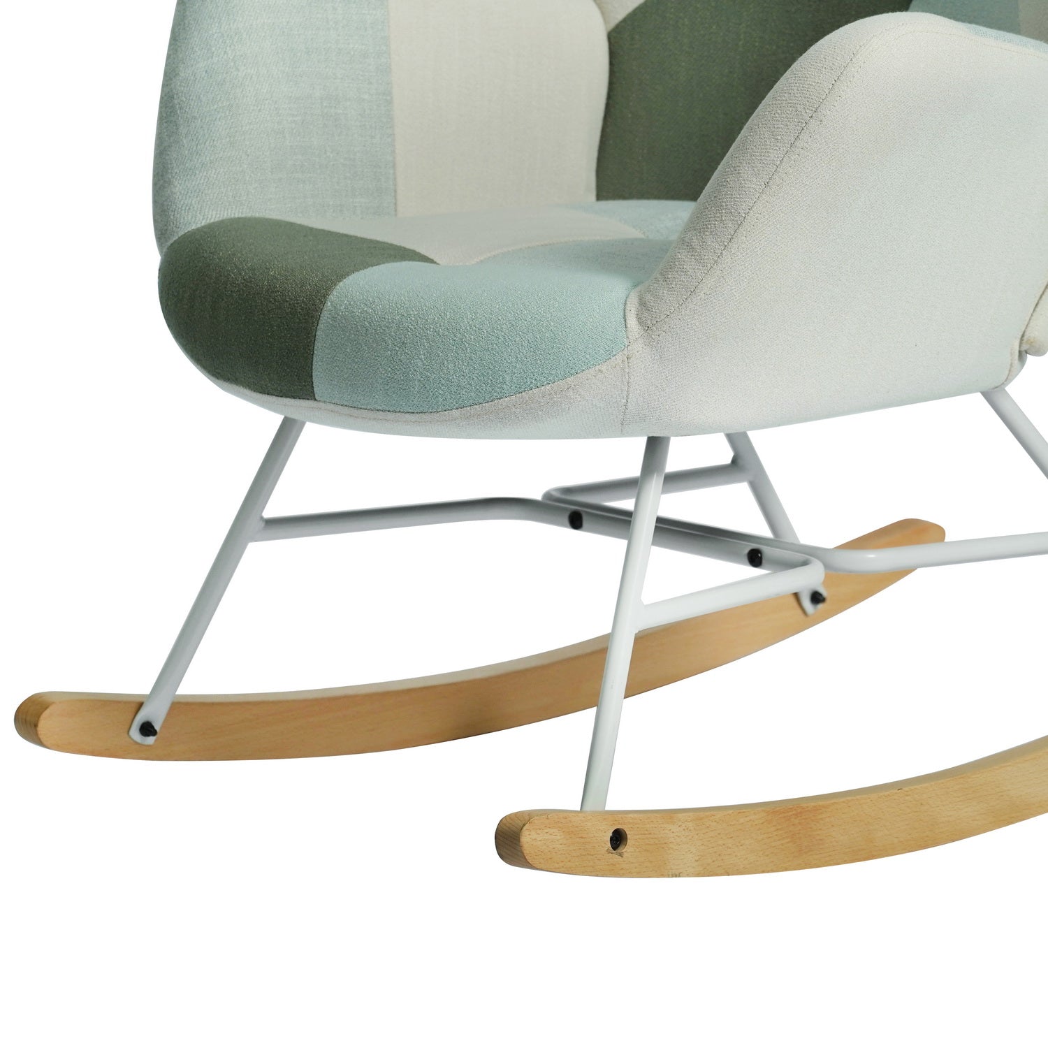 Scandinavian breastfeeding armchair with armrests in Aqua padded patchwork fabric - Epping