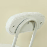 Lot de 4 chaises/tabourets pliantes, assise ronde en tissu effet fausse fourrure blanche - ERNST
