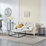 Zeitgenössischer Stil quadratischer Couchtisch, Marmoreffekt Holzschale, Black Metal Struktur - facto