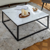 Zeitgenössischer Stil quadratischer Couchtisch, Marmoreffekt Holzschale, Black Metal Struktur - facto