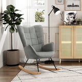 Scandinavian breastfeeding armchair with armrests in gray fabric with stitching - Funkel