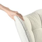 Skandinavischer Sessel mit Armlehnen in Schafsäeptock -Stoff Beige mit Nähten - Funkel